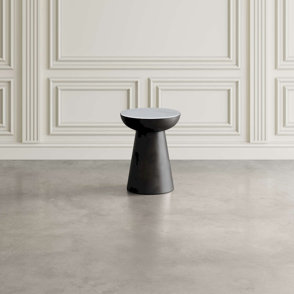 Jofran - Circularity Modern Luxury Marble and Iron 18in Round Pedestal End Table, White and Gunmetal - 2220-3 view 5