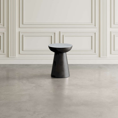 Jofran - Circularity Modern Luxury Marble and Iron 18in Round Pedestal End Table, White and Gunmetal - 2220-3 view 5