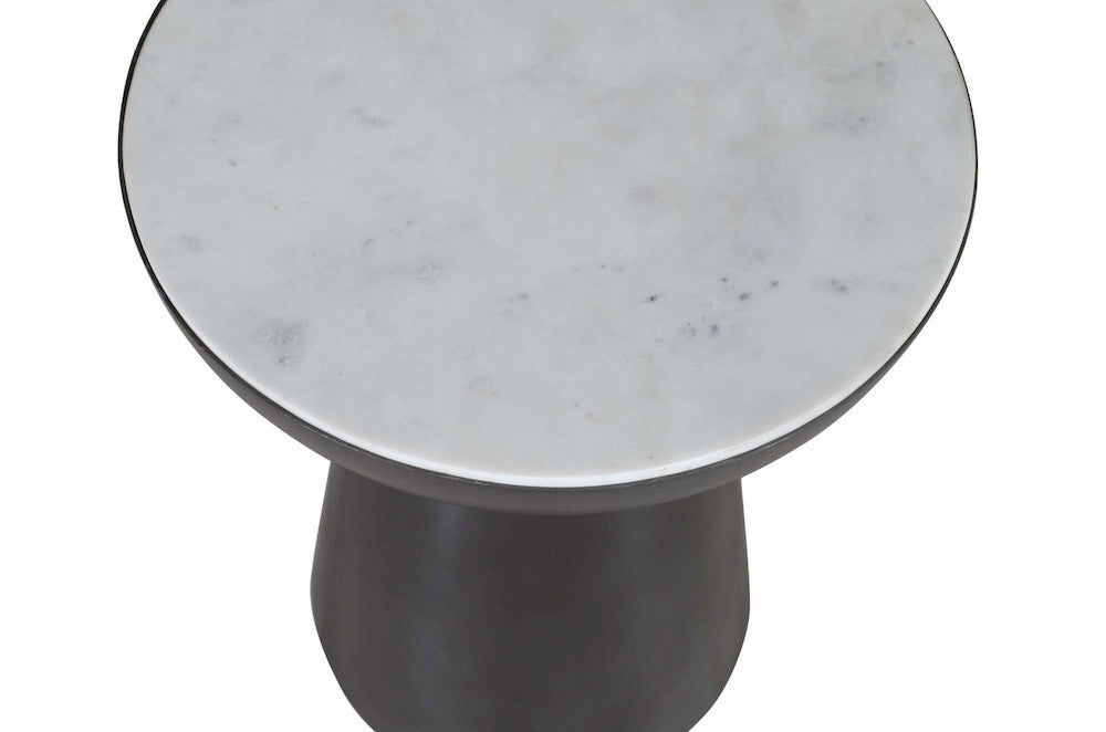 Jofran - Circularity Modern Luxury Marble and Iron 18in Round Pedestal End Table, White and Gunmetal - 2220-3 view 7