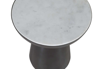 Jofran - Circularity Modern Luxury Marble and Iron 18in Round Pedestal End Table, White and Gunmetal - 2220-3 view 7