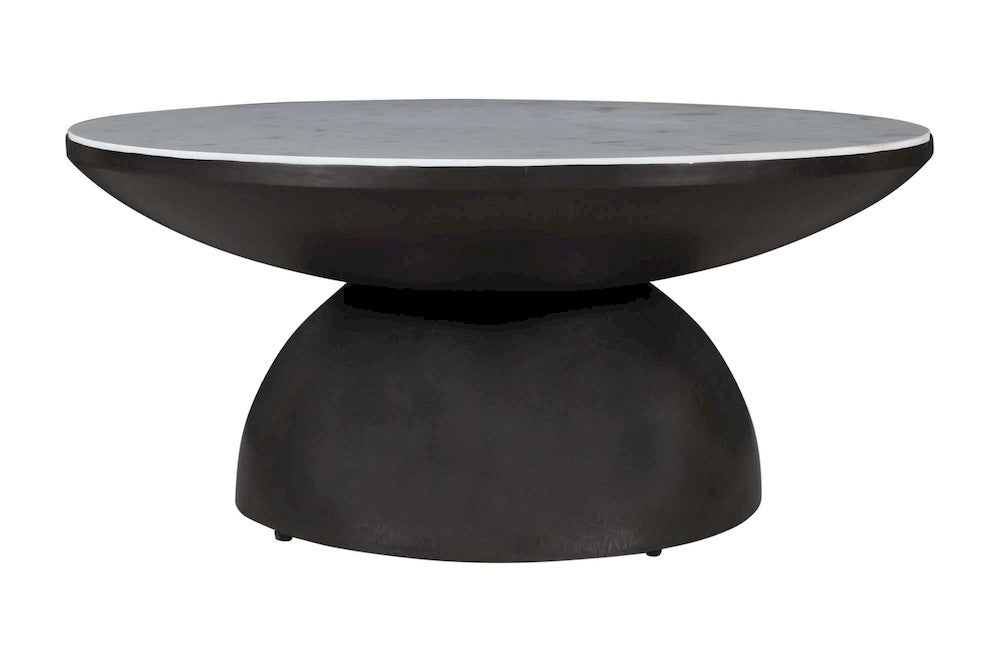 Jofran - Circularity Modern Luxury Marble and Iron 35in Round Pedestal Coffee Table, White and Gunmetal - 2220-2 view 1