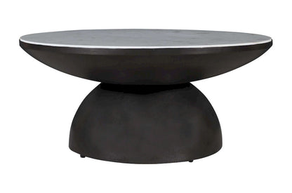 Jofran - Circularity Modern Luxury Marble and Iron 35in Round Pedestal Coffee Table, White and Gunmetal - 2220-2 view 1