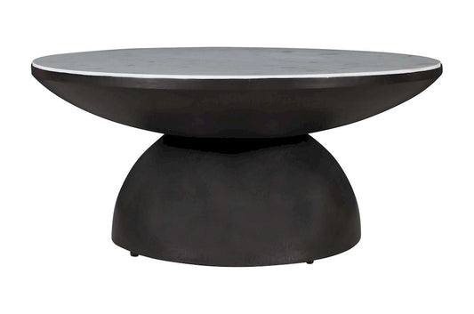Jofran - Circularity Modern Luxury Marble and Iron 35in Round Pedestal Coffee Table, White and Gunmetal - 2220-2 view 1