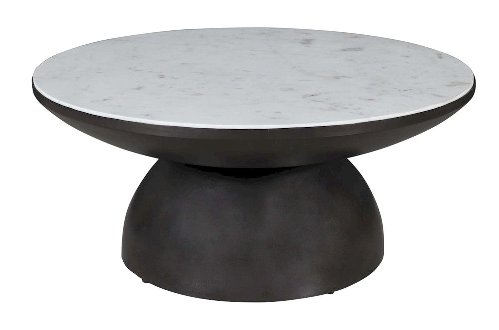 Jofran - Circularity Modern Luxury Marble and Iron 35in Round Pedestal Coffee Table, White and Gunmetal - 2220-2 view 2
