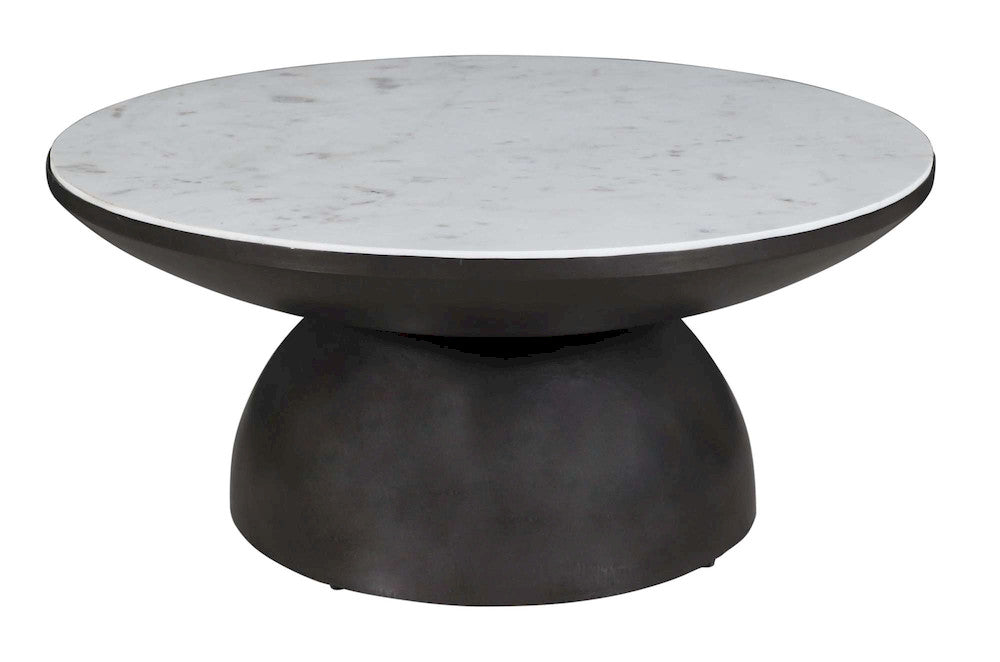 Jofran - Circularity Modern Luxury Marble and Iron 35in Round Pedestal Coffee Table, White and Gunmetal - 2220-2 view 3