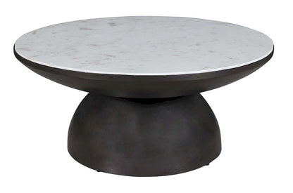 Jofran - Circularity Modern Luxury Marble and Iron 35in Round Pedestal Coffee Table, White and Gunmetal - 2220-2 view 3