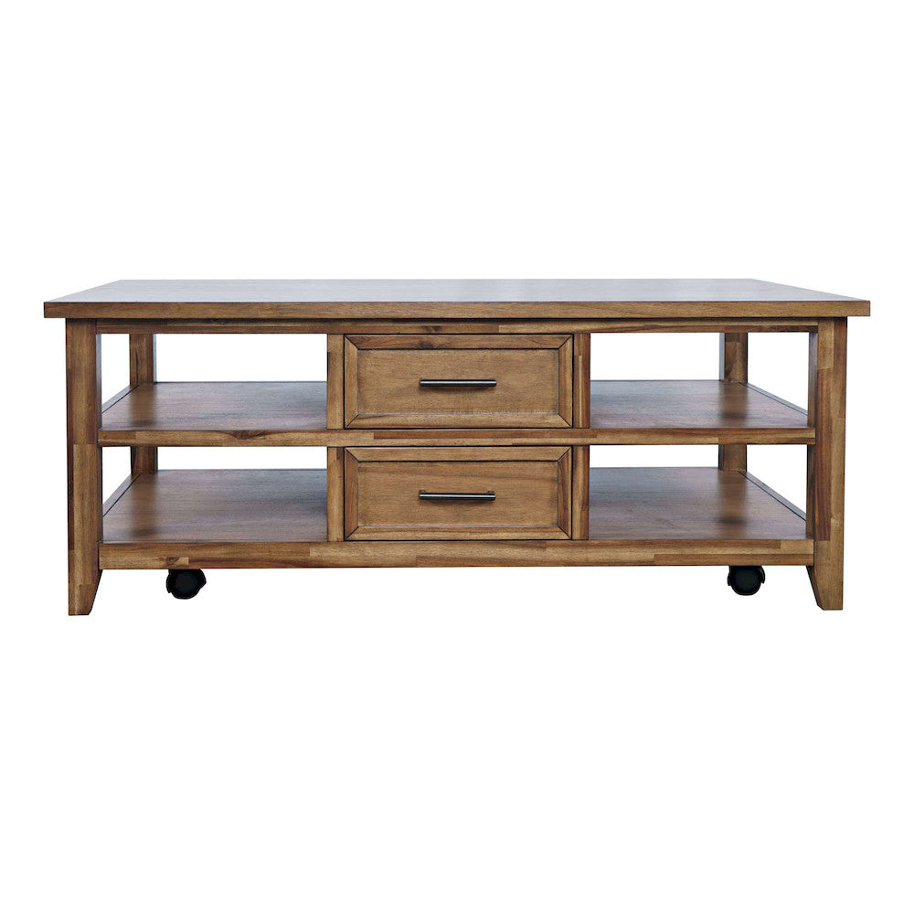 Jofran - Claremont 48in Transitional Rustic Wood Coffee Table with Wheels - 2400-5 view 1