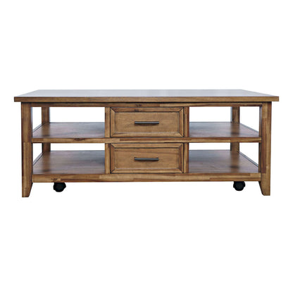 Jofran - Claremont 48in Transitional Rustic Wood Coffee Table with Wheels - 2400-5 view 1