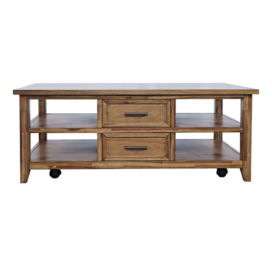 Jofran - Claremont 48in Transitional Rustic Wood Coffee Table with Wheels - 2400-5 view 1