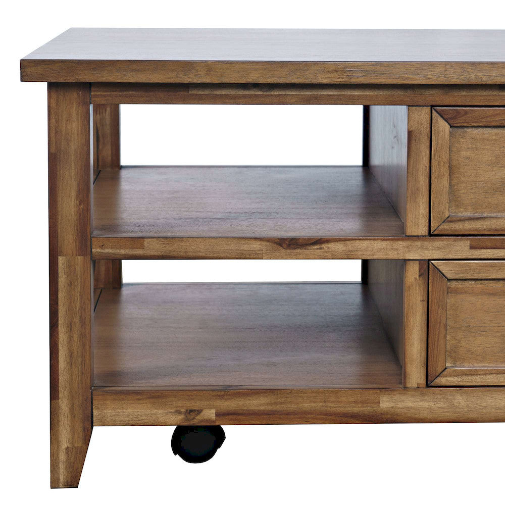 Jofran - Claremont 48in Transitional Rustic Wood Coffee Table with Wheels - 2400-5 view 4