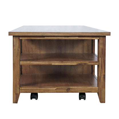 Jofran - Claremont 48in Transitional Rustic Wood Coffee Table with Wheels - 2400-5 view 6