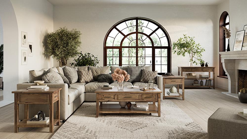 Jofran - Claremont 50in Transitional Rustic Wood Sofa Console Table with Storage - 2400-4 veiw 5