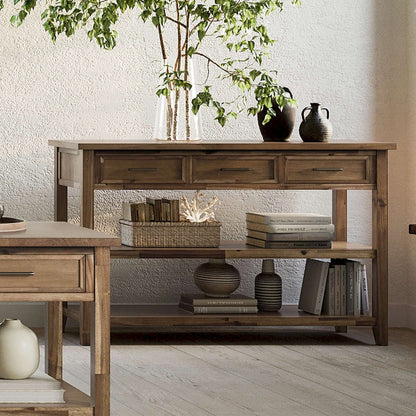 Jofran - Claremont 50in Transitional Rustic Wood Sofa Console Table with Storage - 2400-4 view 11