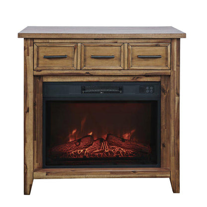 Jofran - Claremont Transitional Rustic 32in Electric Fireplace Wire Brushed Console TV Stand in Wire Brush Brown - 2400-FP32 veiw 1