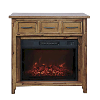 Jofran - Claremont Transitional Rustic 32in Electric Fireplace Wire Brushed Console TV Stand in Wire Brush Brown - 2400-FP32 view 1