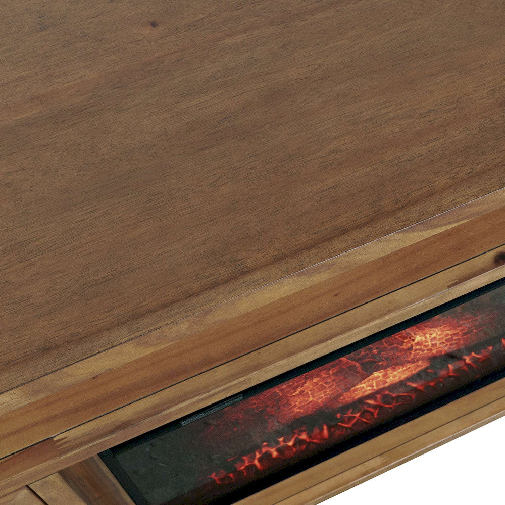 Jofran - Claremont Transitional Rustic 32in Electric Fireplace Wire Brushed Console TV Stand in Wire Brush Brown - 2400-FP32 view 7