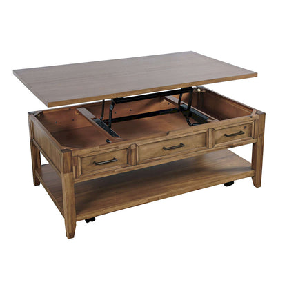 Jofran - Claremont Transitional Rustic Wood Lift-Top Coffee Table with Wheels - 2400-1 view 3