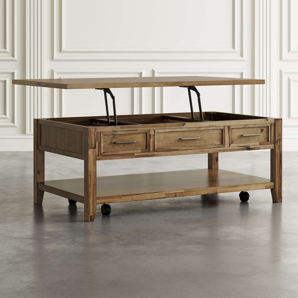 Jofran - Claremont Transitional Rustic Wood Lift-Top Coffee Table with Wheels - 2400-1 view 6