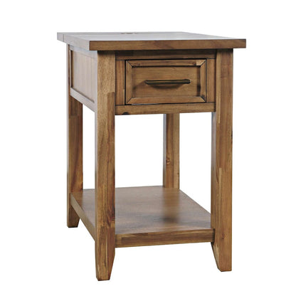 Jofran - Claremont Transitional Rustic Wood USB Charging End Table with Storage - 2400-7 view 2