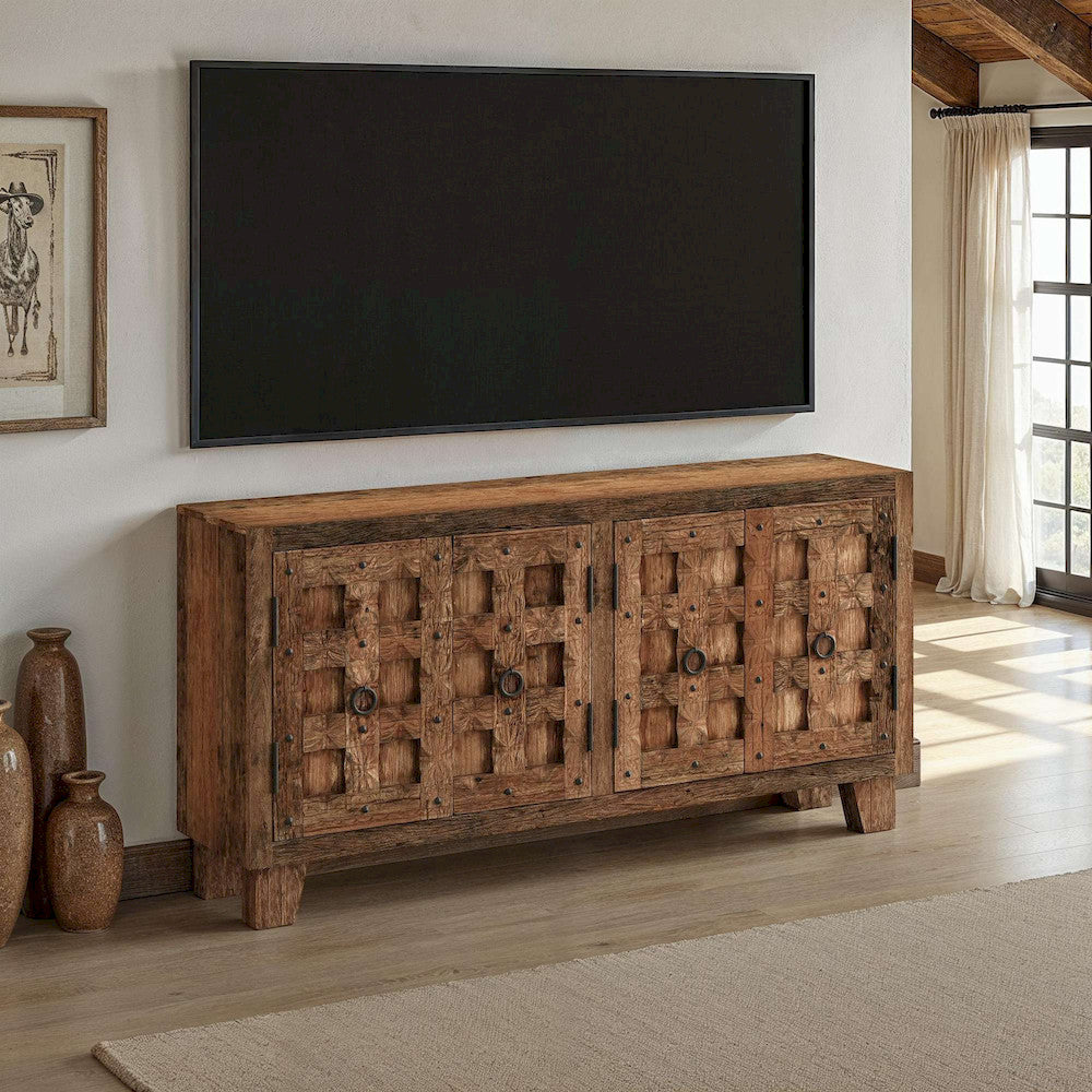 Jofran - Colton 71in Reclaimed Solid Wood Four Door Accent Storage Cabinet Sideboard - 2385-72 view 5