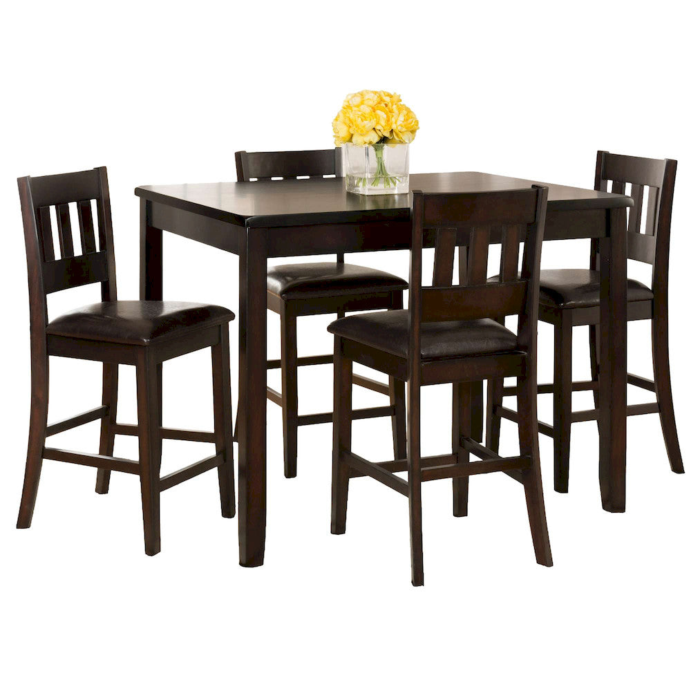 Jofran - Dark Rustic Prairie Counter Height Table and Four Faux Leather Stools - 923 view 1