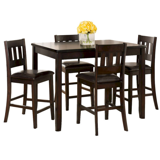 Jofran - Dark Rustic Prairie Counter Height Table and Four Faux Leather Stools - 923 view 1