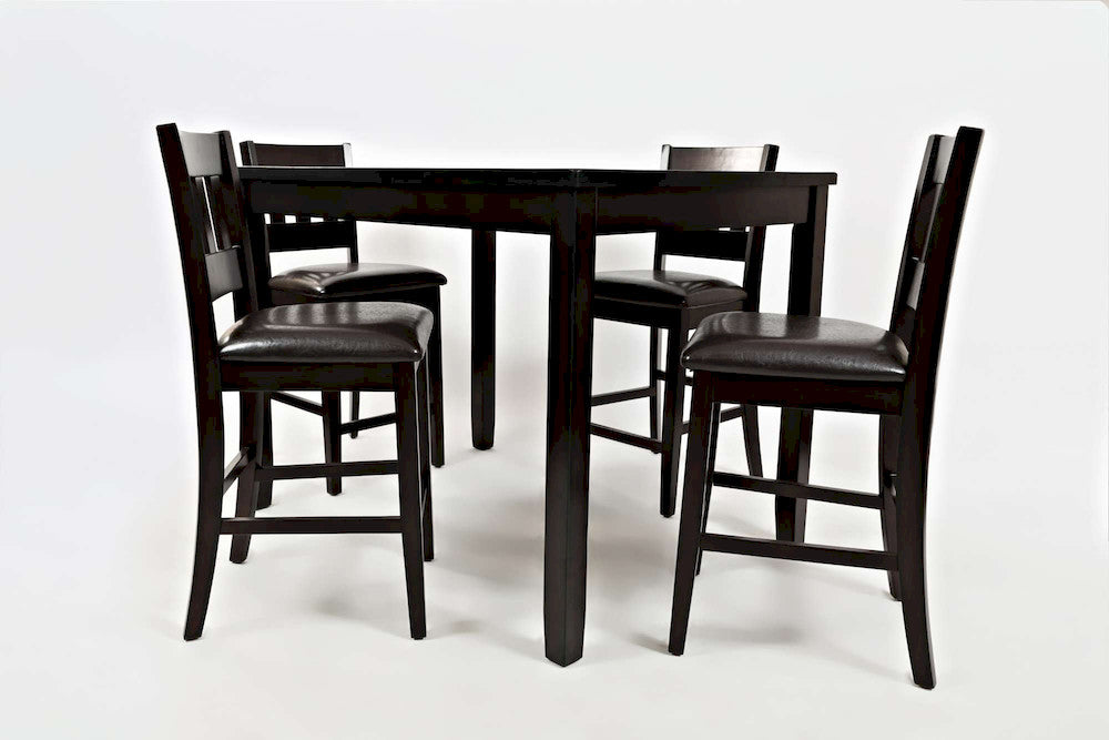 Jofran - Dark Rustic Prairie Counter Height Table and Four Faux Leather Stools - 923 view 2