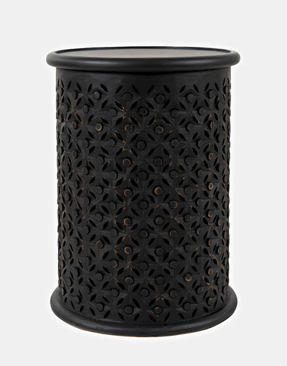 Jofran - Decker Distressed Hardwood Drum End Table - Antique Black - 1730-17AB view 1