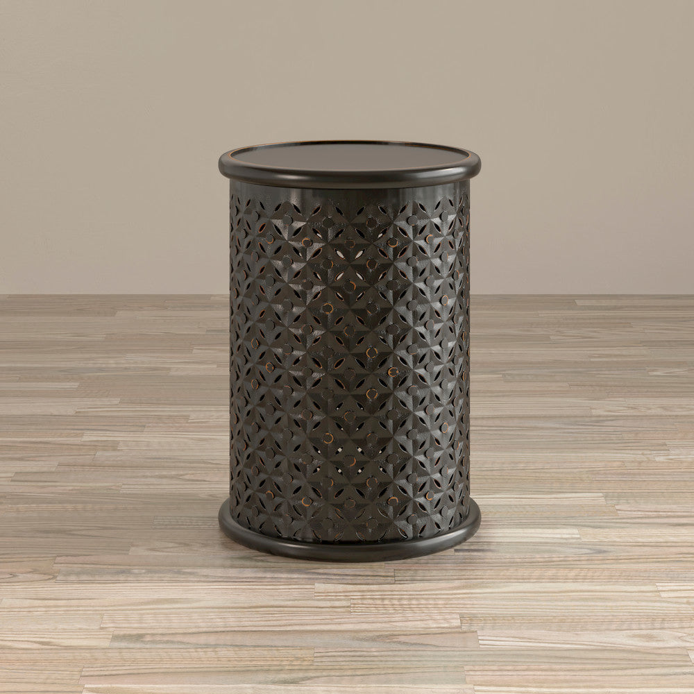 Jofran - Decker Distressed Hardwood Drum End Table - Antique Black - 1730-17AB view 3