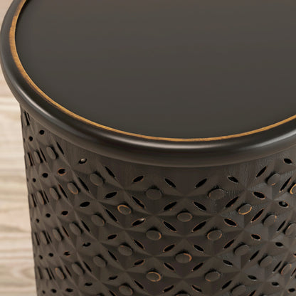Jofran - Decker Distressed Hardwood Drum End Table - Antique Black - 1730-17AB view 4