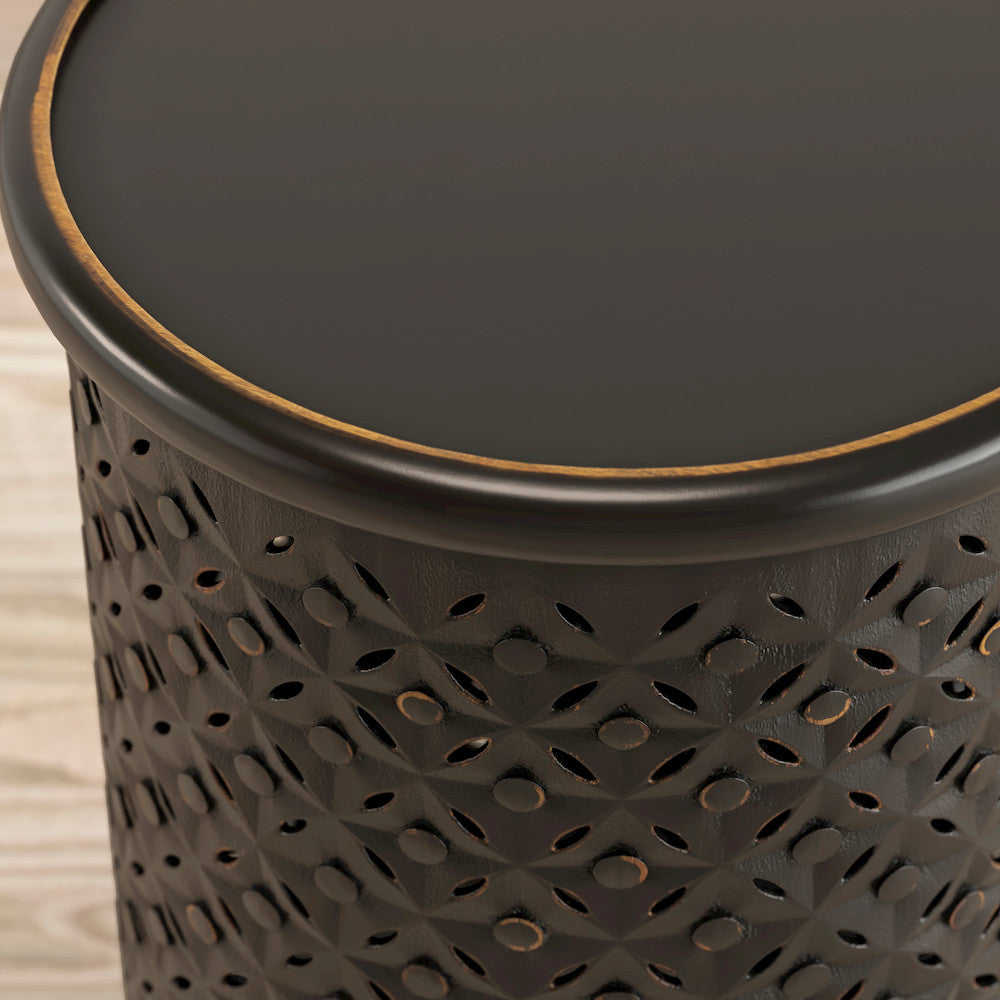 Jofran - Decker Distressed Hardwood Drum End Table - Antique Black - 1730-17AB view 5