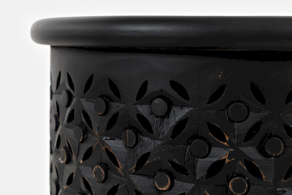 Jofran - Decker Distressed Hardwood Drum End Table - Antique Black - 1730-17AB view 7