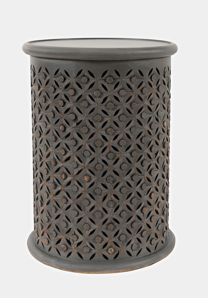 Jofran - Decker Distressed Hardwood Drum End Table - Antique Grey - 1730-17AG view 1