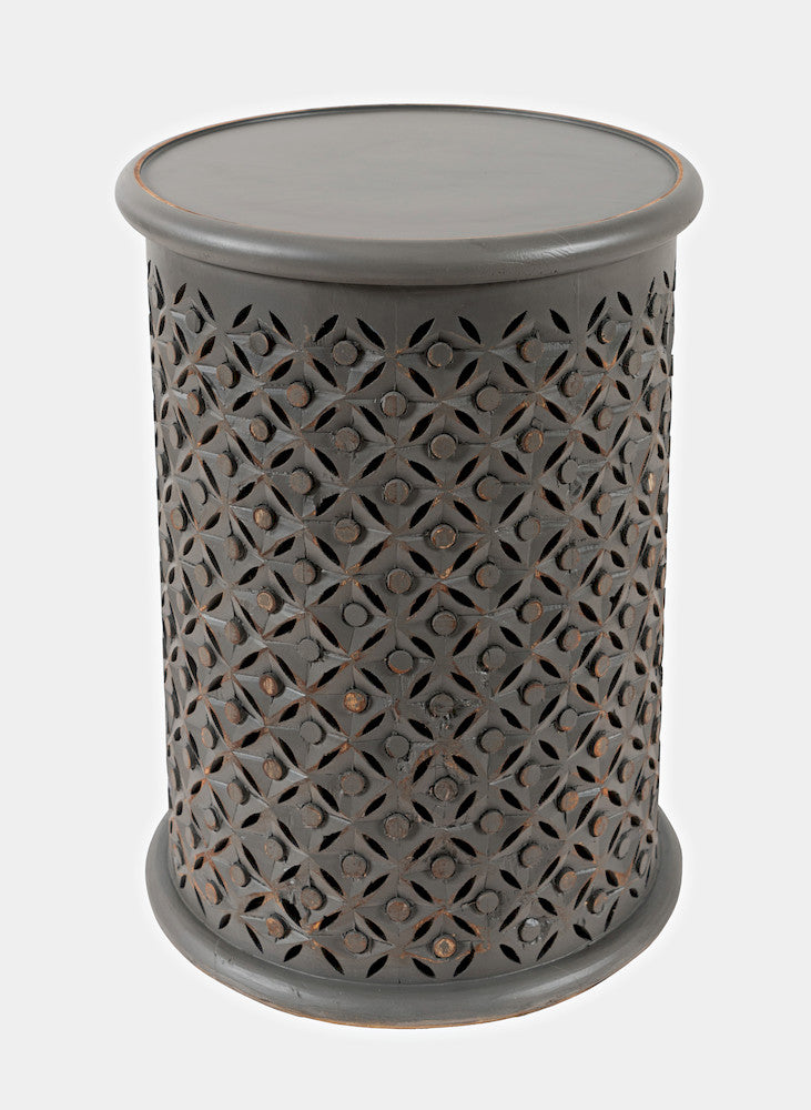 Jofran - Decker Distressed Hardwood Drum End Table - Antique Grey - 1730-17AG view 2