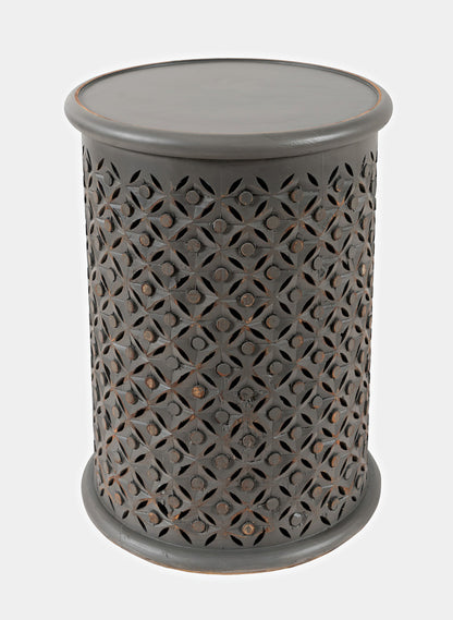 Jofran - Decker Distressed Hardwood Drum End Table - Antique Grey - 1730-17AG view 2
