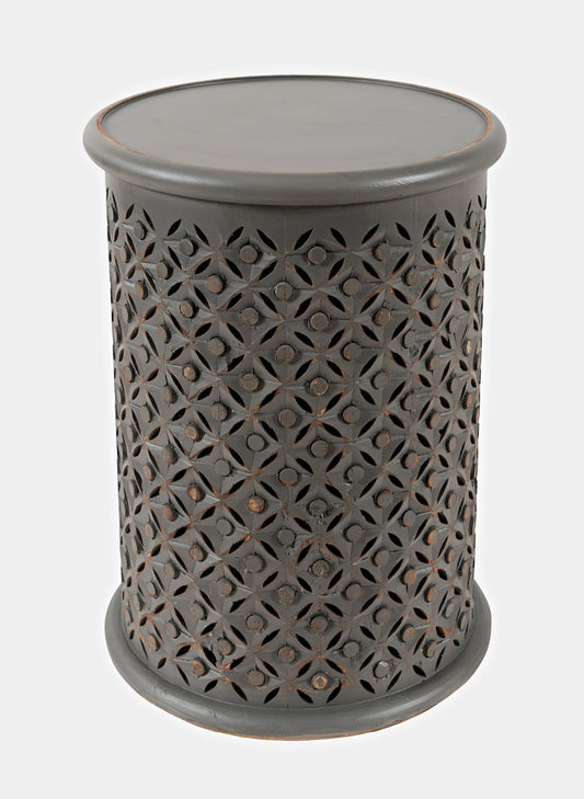Jofran - Decker Distressed Hardwood Drum End Table - Antique Grey - 1730-17AG view 2
