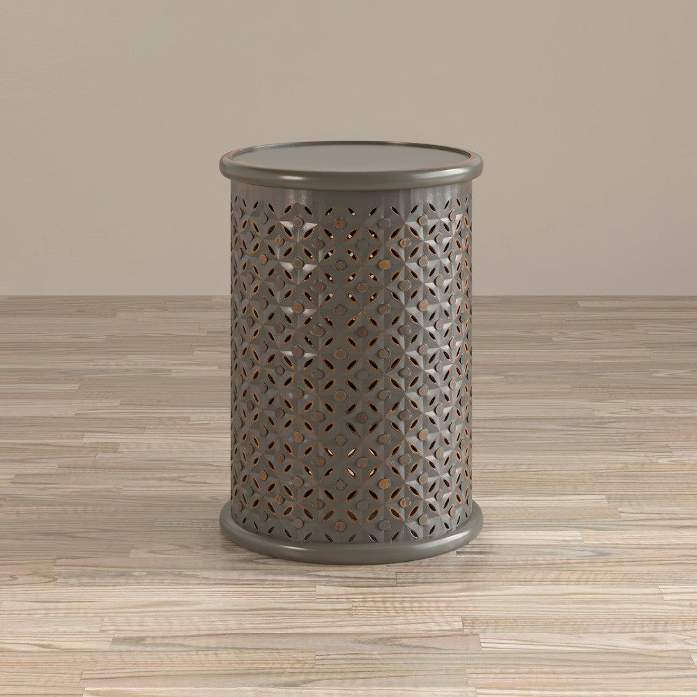 Jofran - Decker Distressed Hardwood Drum End Table - Antique Grey - 1730-17AG view 3