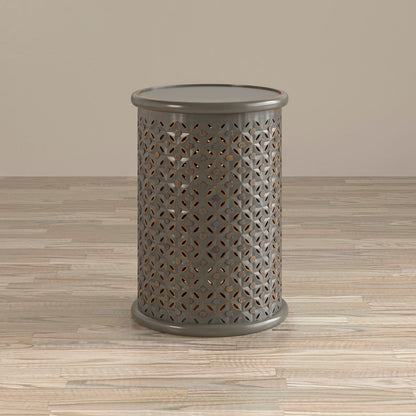 Jofran - Decker Distressed Hardwood Drum End Table - Antique Grey - 1730-17AG view 3