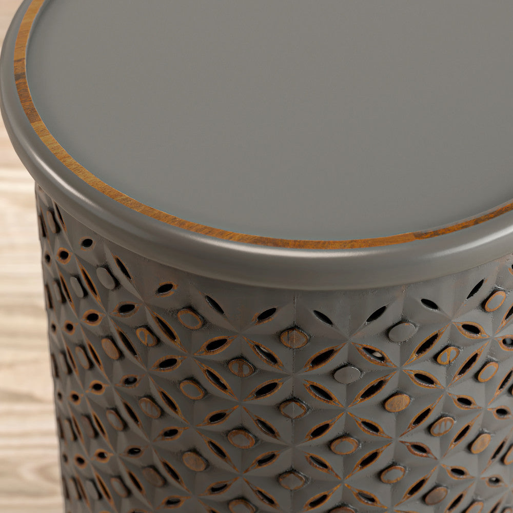 Jofran - Decker Distressed Hardwood Drum End Table - Antique Grey - 1730-17AG view 5