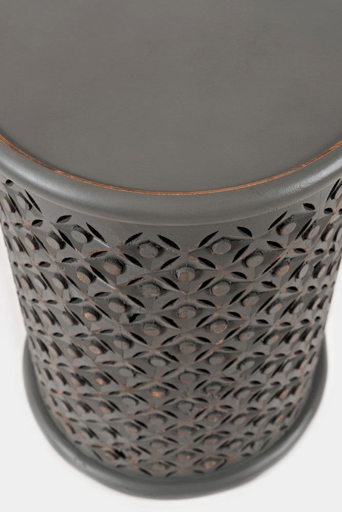 Jofran - Decker Distressed Hardwood Drum End Table - Antique Grey - 1730-17AG view 6