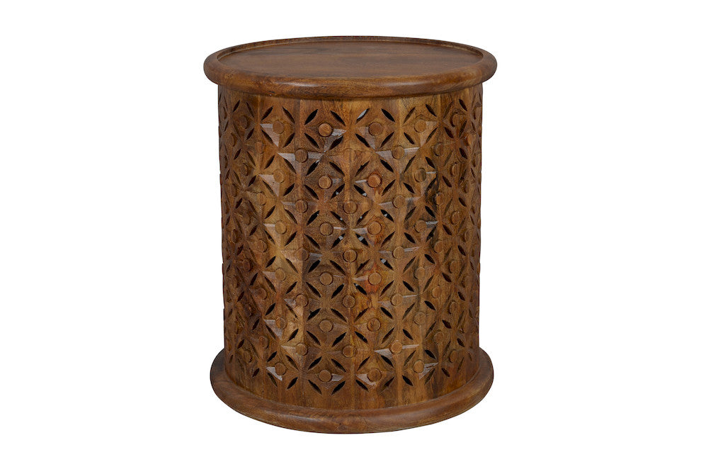 Jofran - Decker Small Distressed Hardwood Global Drum End Table in Mango - 1730-1716MGO view 1