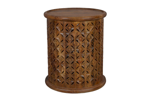 Jofran - Decker Small Distressed Hardwood Global Drum End Table in Mango - 1730-1716MGO view 1