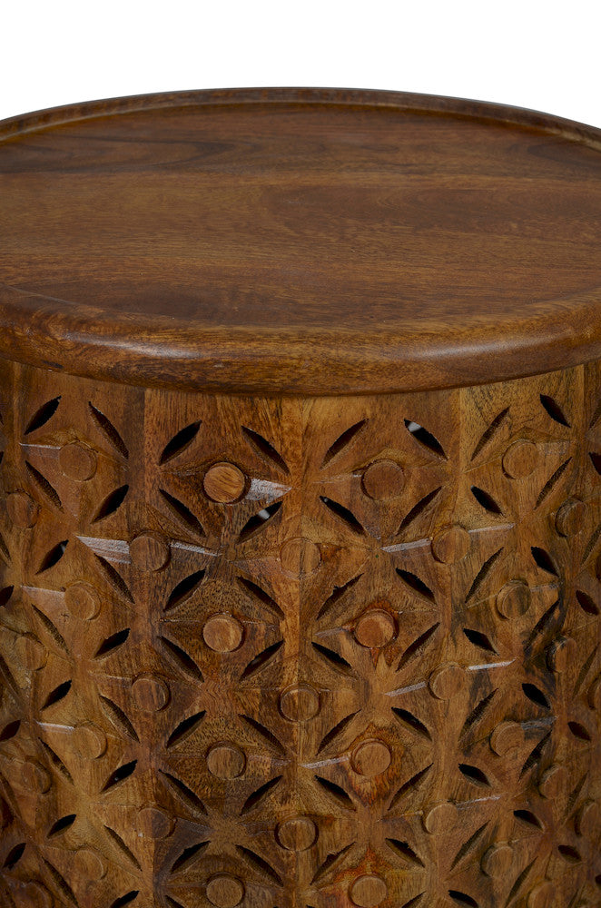 Jofran - Decker Small Distressed Hardwood Global Drum End Table in Mango - 1730-1716MGO view 3