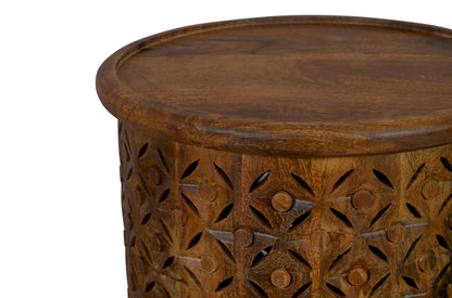 Jofran - Decker Small Distressed Hardwood Global Drum End Table in Mango - 1730-1716MGO view 6