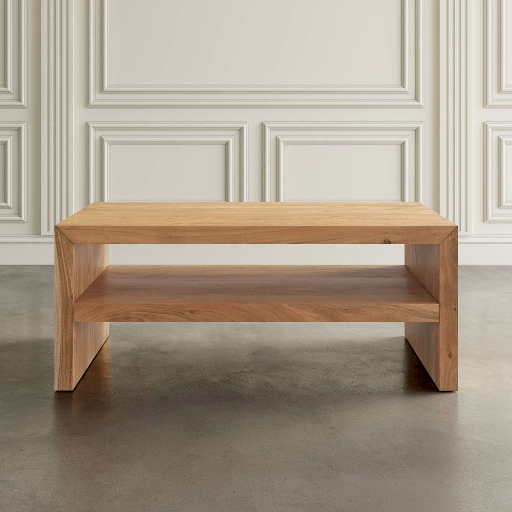 Jofran - Dev Modern 44 Inch Mitered Angle Solid Wood Coffee Table with Storage Shelf - 2346-1 view 3