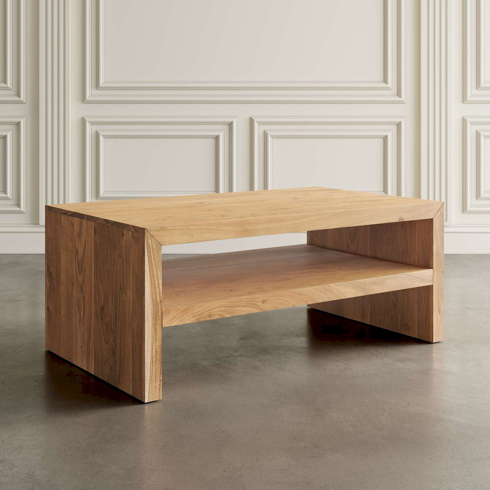 Jofran - Dev Modern 44 Inch Mitered Angle Solid Wood Coffee Table with Storage Shelf - 2346-1 view 4