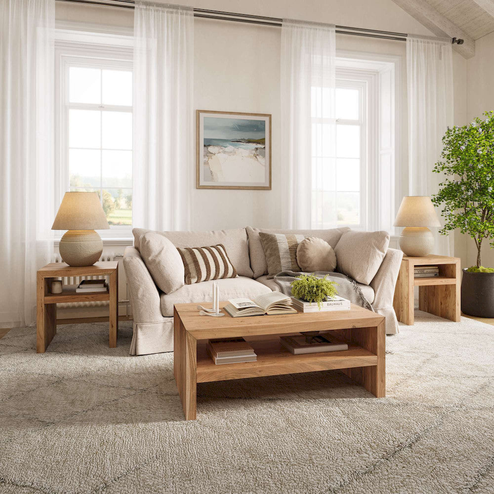 Jofran - Dev Modern 44 Inch Mitered Angle Solid Wood Coffee Table with Storage Shelf - 2346-1 view 5