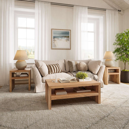 Jofran - Dev Modern 44 Inch Mitered Angle Solid Wood Coffee Table with Storage Shelf - 2346-1 view 5