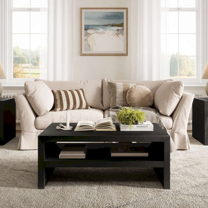 Jofran - Dev Modern 44 Inch Mitered Angle Solid Wood Coffee Table with Storage Shelf - 2347-1 view 10