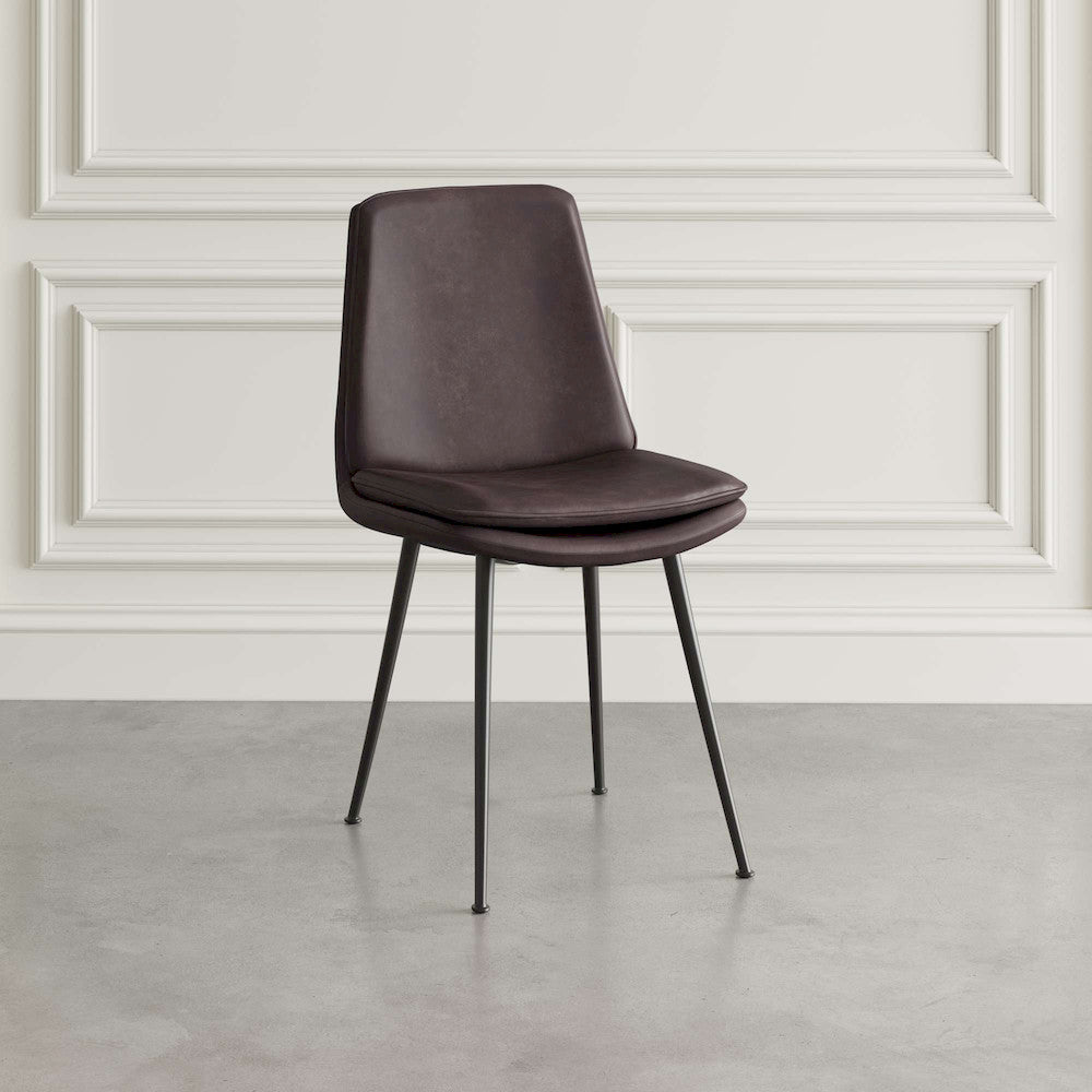 Jofran - Draper Mid-Century Modern Upholstered Faux Leather Dining Chair (Set of 4) Dark Brown - 2201EC-DRAPERCHAIR view 2